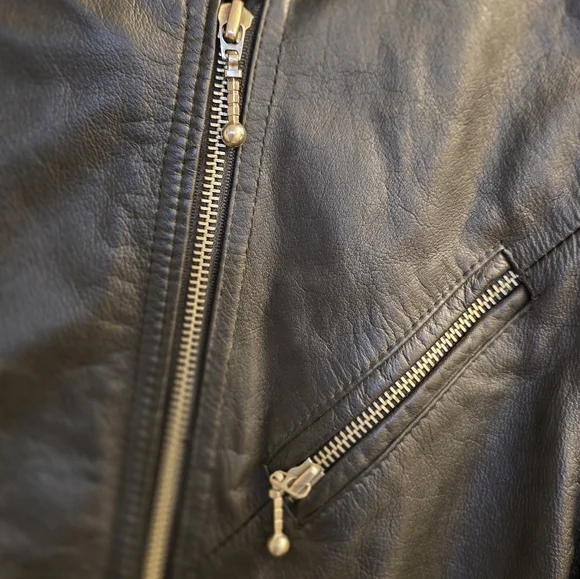 Vintage Korea Long Black Leather Trench Coat Bikers Belted Zippers Punk Medium - Picture 10 of 14